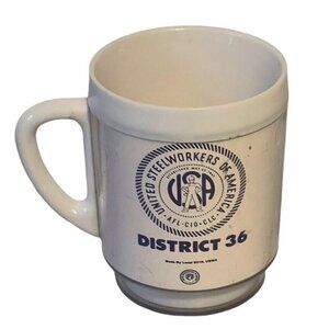 USS United States Steel Steel Workers Mug Cup District 36 VINTAGE Plastic
